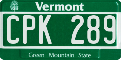 VT license plate CPK289