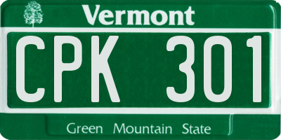 VT license plate CPK301