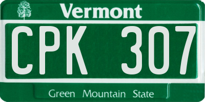 VT license plate CPK307