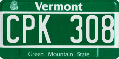 VT license plate CPK308