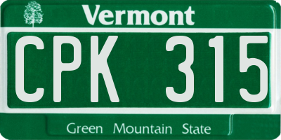 VT license plate CPK315