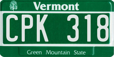 VT license plate CPK318