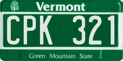 VT license plate CPK321