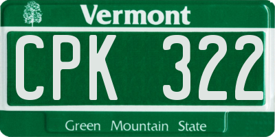 VT license plate CPK322