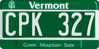 VT license plate CPK327