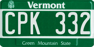 VT license plate CPK332