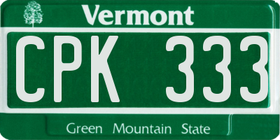 VT license plate CPK333