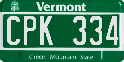 VT license plate CPK334