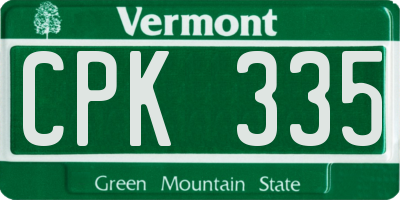 VT license plate CPK335