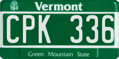 VT license plate CPK336