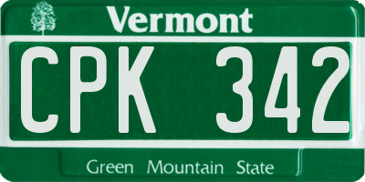 VT license plate CPK342