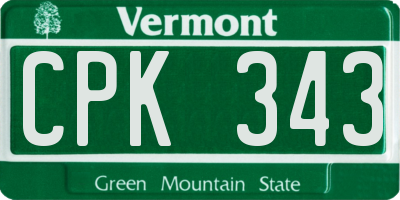 VT license plate CPK343