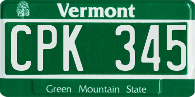 VT license plate CPK345