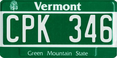 VT license plate CPK346