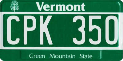 VT license plate CPK350