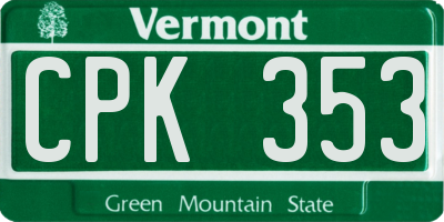 VT license plate CPK353