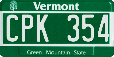 VT license plate CPK354