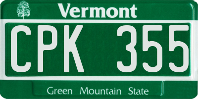 VT license plate CPK355