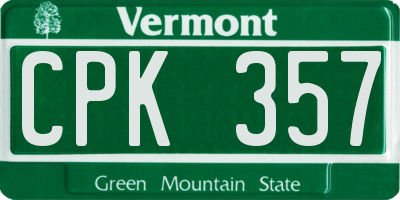 VT license plate CPK357