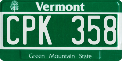 VT license plate CPK358