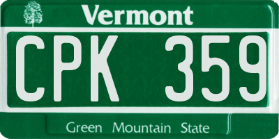 VT license plate CPK359