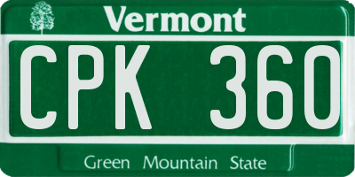 VT license plate CPK360