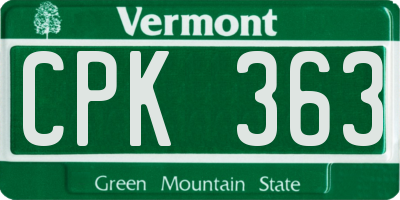 VT license plate CPK363
