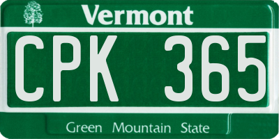 VT license plate CPK365