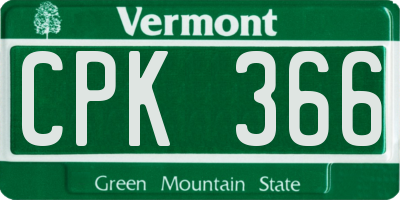 VT license plate CPK366