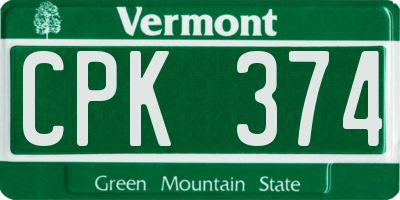 VT license plate CPK374
