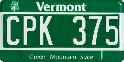 VT license plate CPK375