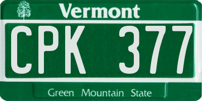 VT license plate CPK377