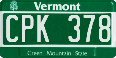 VT license plate CPK378