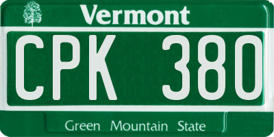 VT license plate CPK380