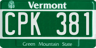 VT license plate CPK381