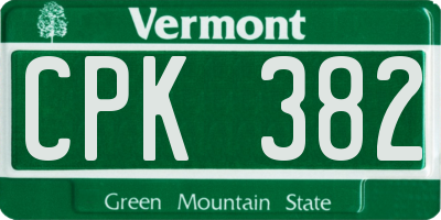 VT license plate CPK382