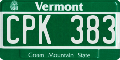 VT license plate CPK383