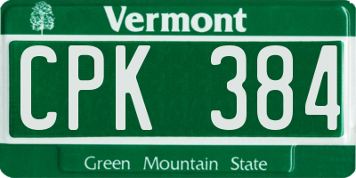 VT license plate CPK384