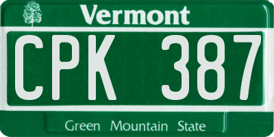 VT license plate CPK387