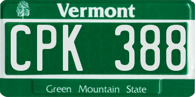 VT license plate CPK388