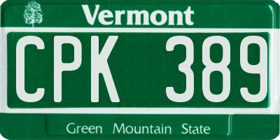 VT license plate CPK389
