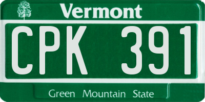 VT license plate CPK391