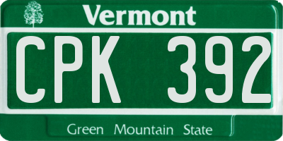 VT license plate CPK392