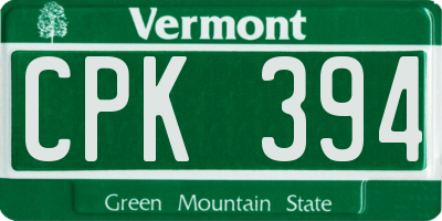 VT license plate CPK394