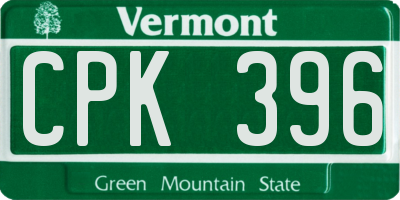 VT license plate CPK396