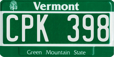 VT license plate CPK398