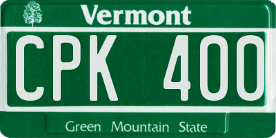 VT license plate CPK400