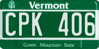 VT license plate CPK406