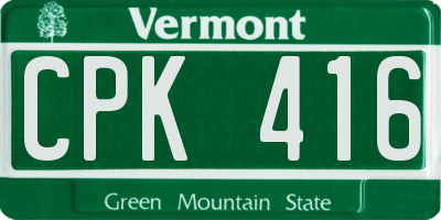 VT license plate CPK416