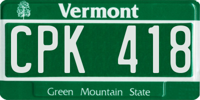VT license plate CPK418